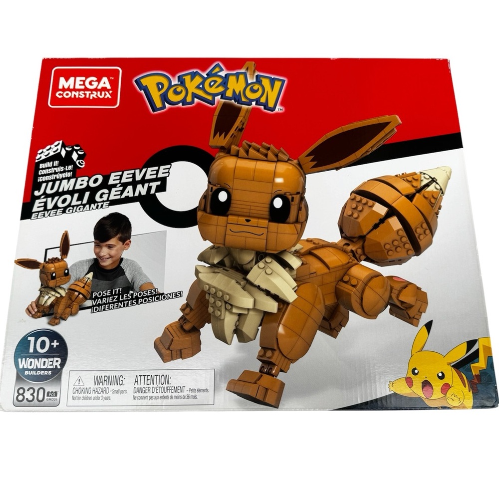 Pokemon Mega Construx Jumbo Eevee Building Figure - Brown & Cream